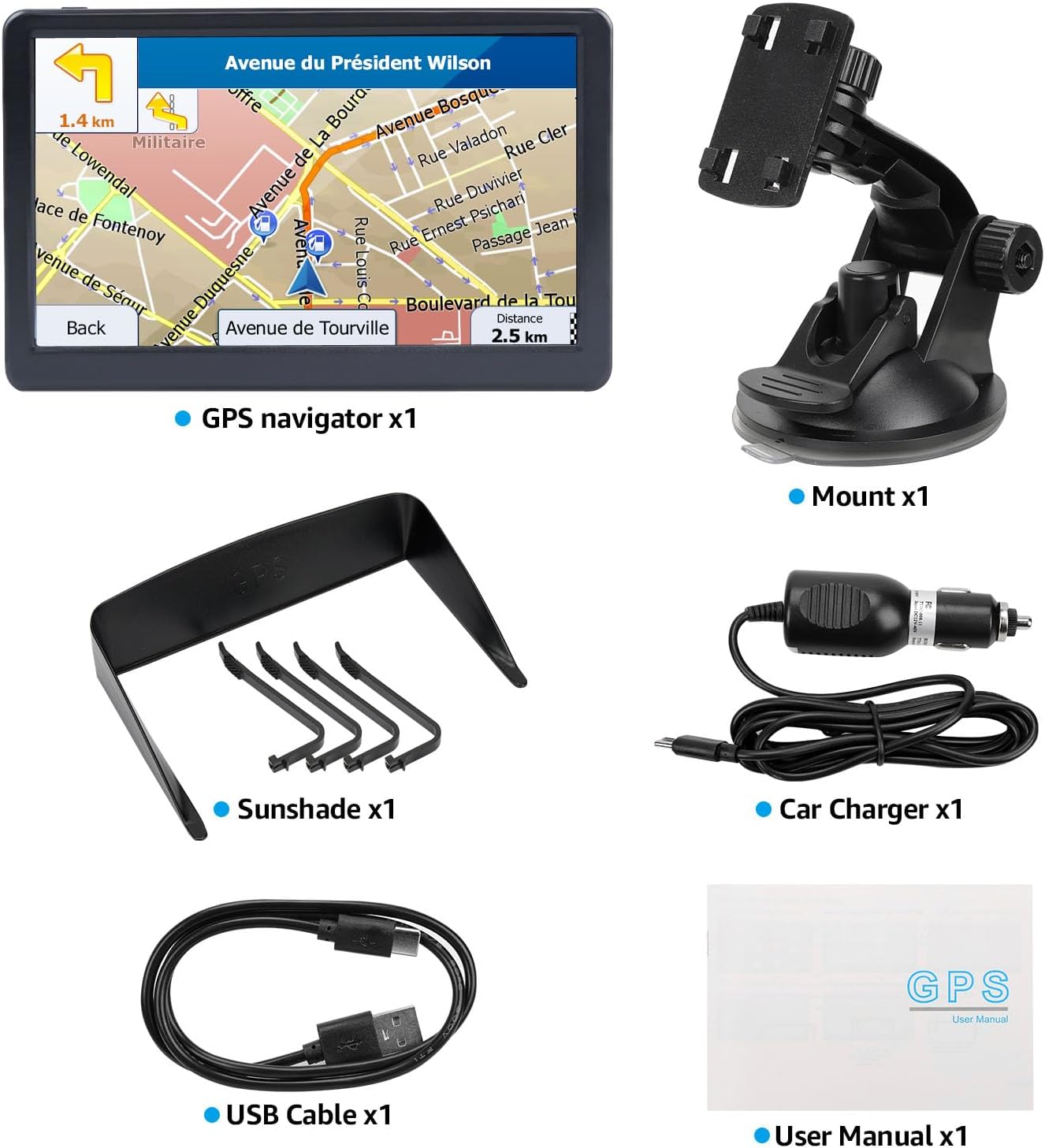 GPS Navigator for Car Truck RV, 7 Inch Touch Screen, Latest 2025 Maps for Car GPS, Support Voice Turn-by-Turn Guidance, Speed and Red Light Warning, Custom Truck Routing - Image 6