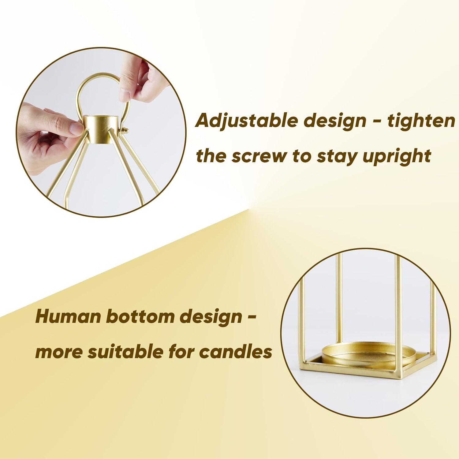 Homemory Modern Farmhouse Lantern Decor with Waterproof Flameless Candle & Remote Timer, 2PCS Gold Metal Candle Lantern Decorative for Outdoor Indoor Home Living Room Patio Porch Table (Gold) - Image 7