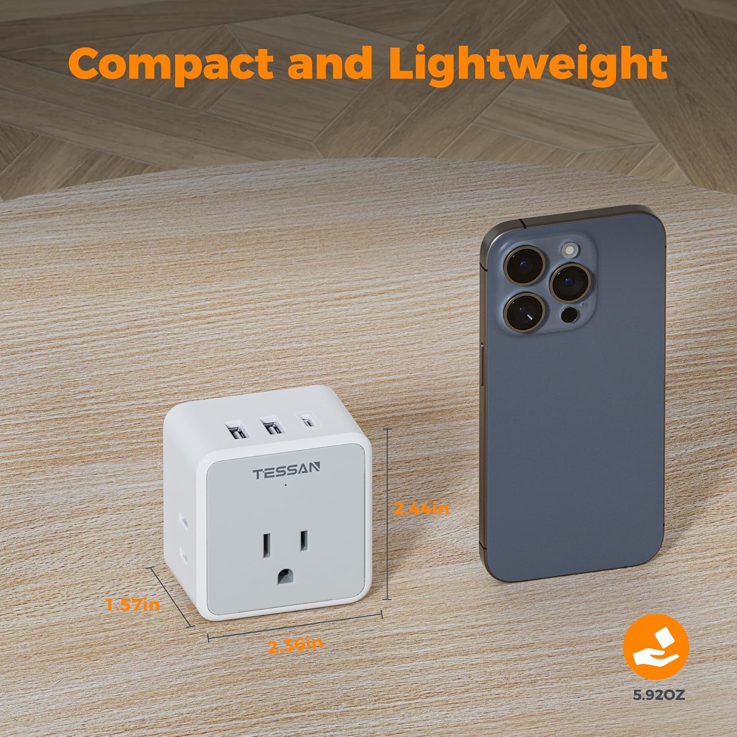 TESSAN Universal Travel Adapter Kit, 6-in-1 International Power Adapter with 3 USB (1 USB C) and 3 AC Outlets, Wordwide Adaptor Supports Type C, G, E/F, I, A, B for US EU UK Australia Japan, Grey - Image 8