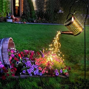 Udreem Solar Lights Outdoor Decorative, Solar Lantern Outdoor Hanging Waterproof Hollowed-Out Design, Decorative Retro Metal Solar Light with Hook for Garden Table Patio Yard Pathway Walkway